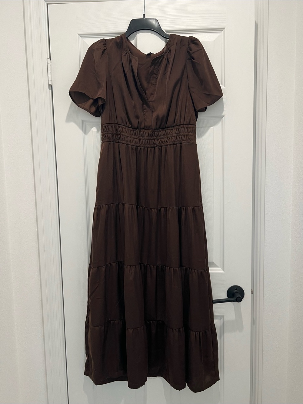 Love By Design Chocolate Brown Tiered Maxi Dress